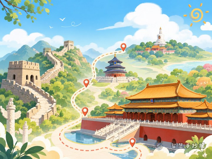 长城故宫名胜古迹手抄报能不能做成游览路线主题 - 相关内容封面