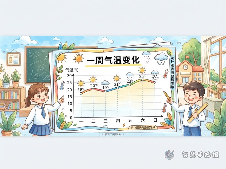 一周气温变化折线统计图手抄报怎么做？ - 相关内容封面