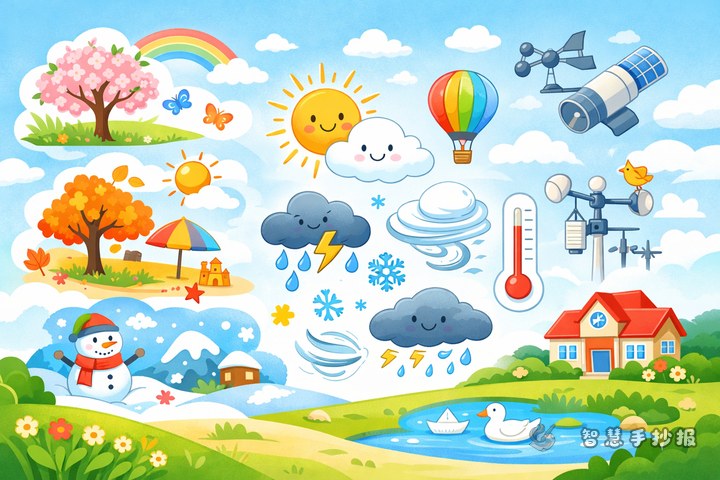 How to Write a Weather Forecast and Weather Symbols Poster - Poster line art preview
