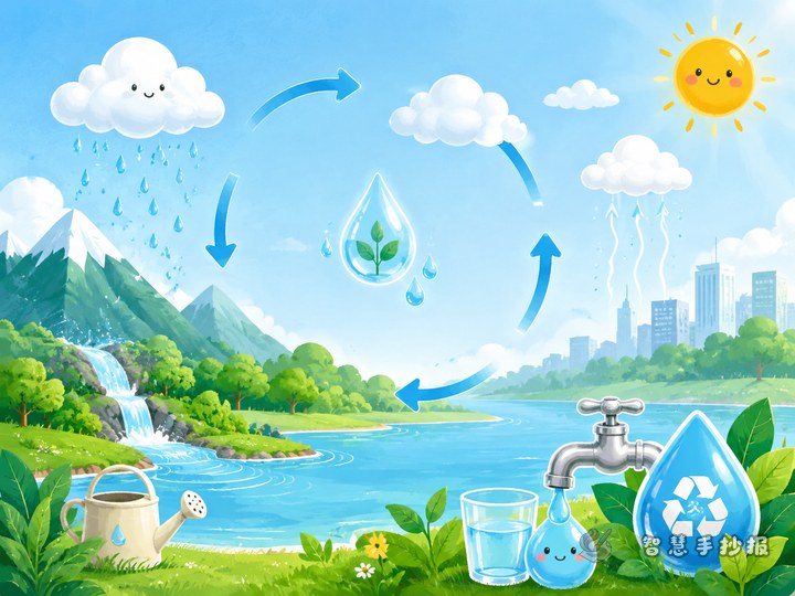 雨水落到地上以后去了哪里？手抄报怎么把水循环和节水讲明白 - Related topic thumbnail