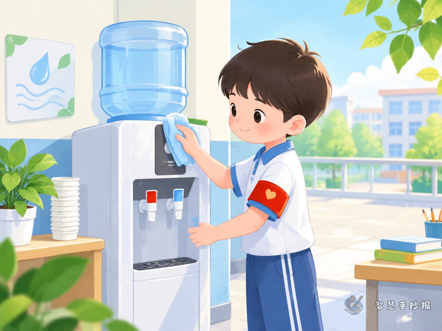 校园饮水机管理员体验手抄报怎么写出岗位责任感 - 智慧手抄报专题封面图
