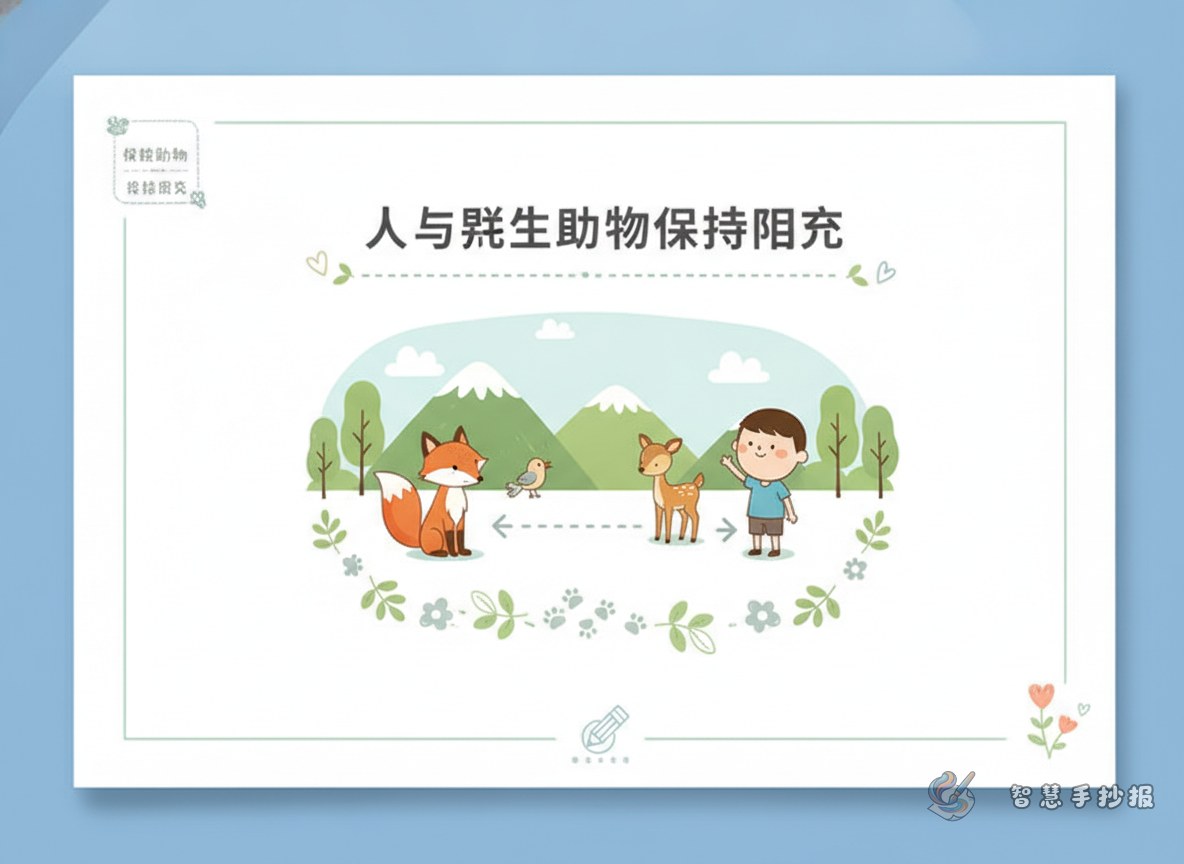 怎样做一份&ldquo;人与野生动物保持距离&rdquo;手抄报 - 智慧手抄报专题封面图