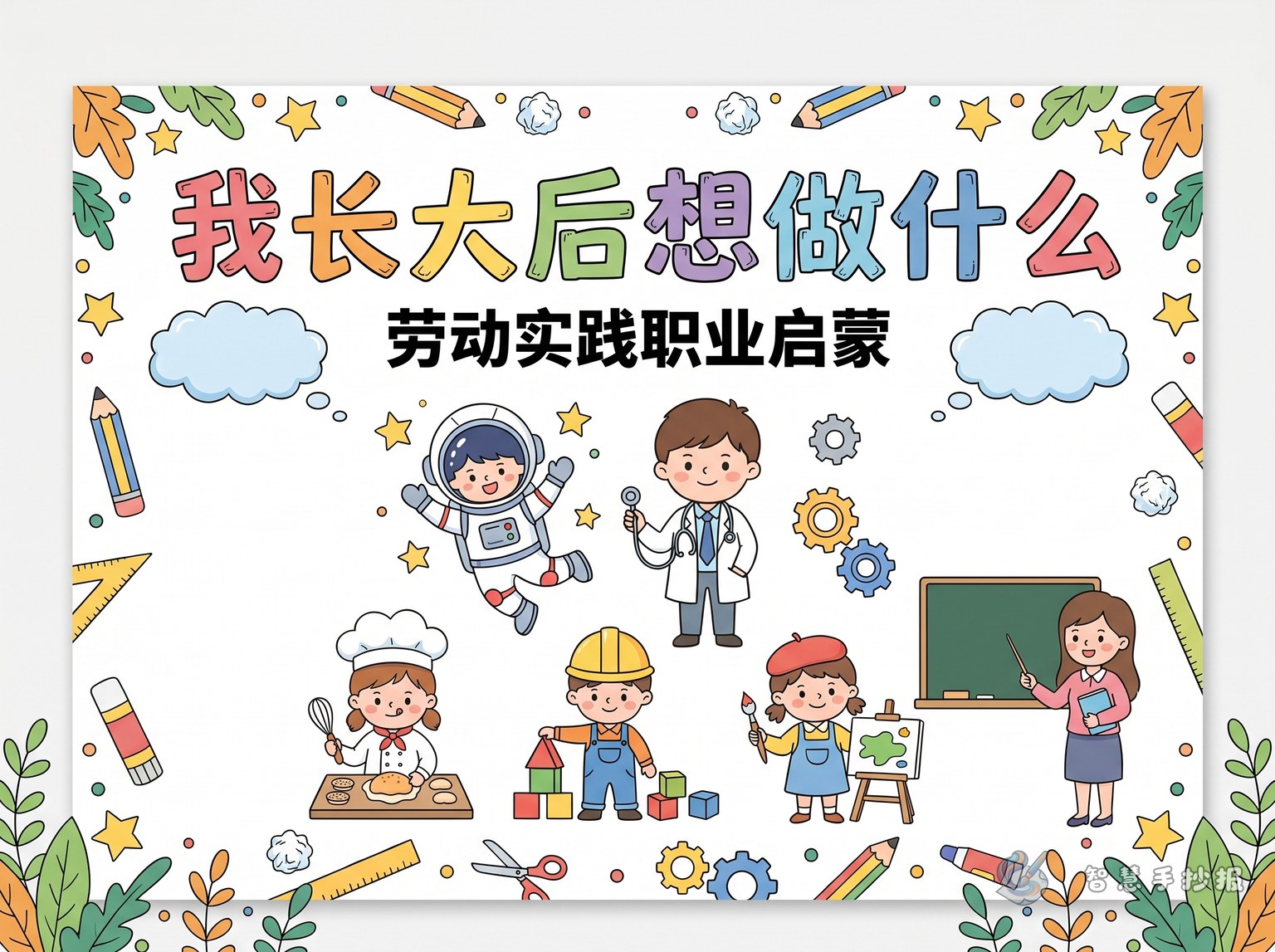 我长大后想做什么手抄报内容怎么设计 - 智慧手抄报专题封面图
