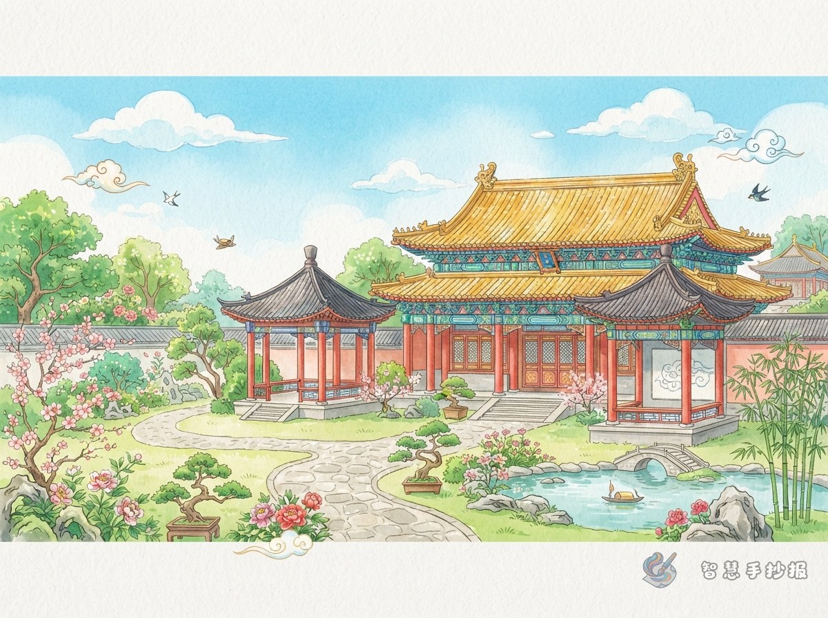 中国传统建筑屋顶手抄报怎么画和写 - 智慧手抄报专题封面图
