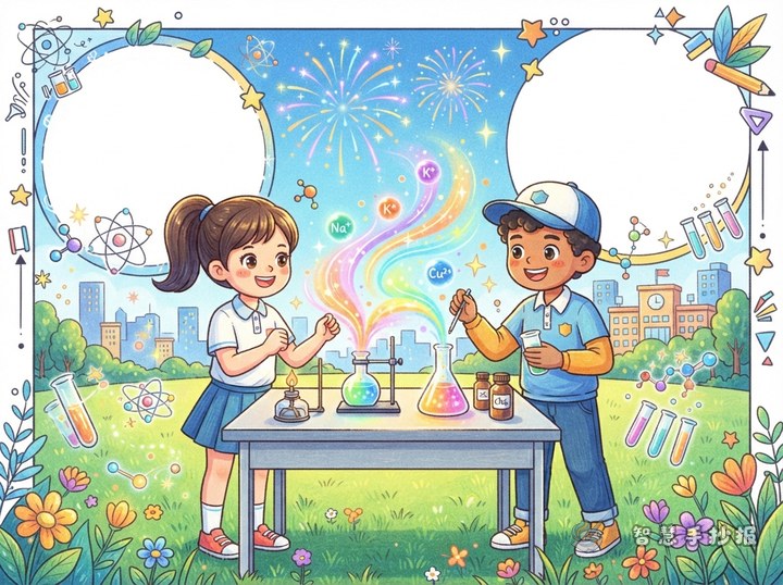 烟花为什么是五颜六色的？金属元素焰色反应手抄报怎么写 - 手抄报专题封面