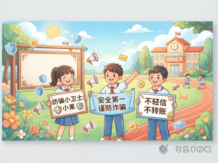 校园反诈防骗手抄报顺口溜和标语怎么写才朗朗上口 - 手抄报专题封面
