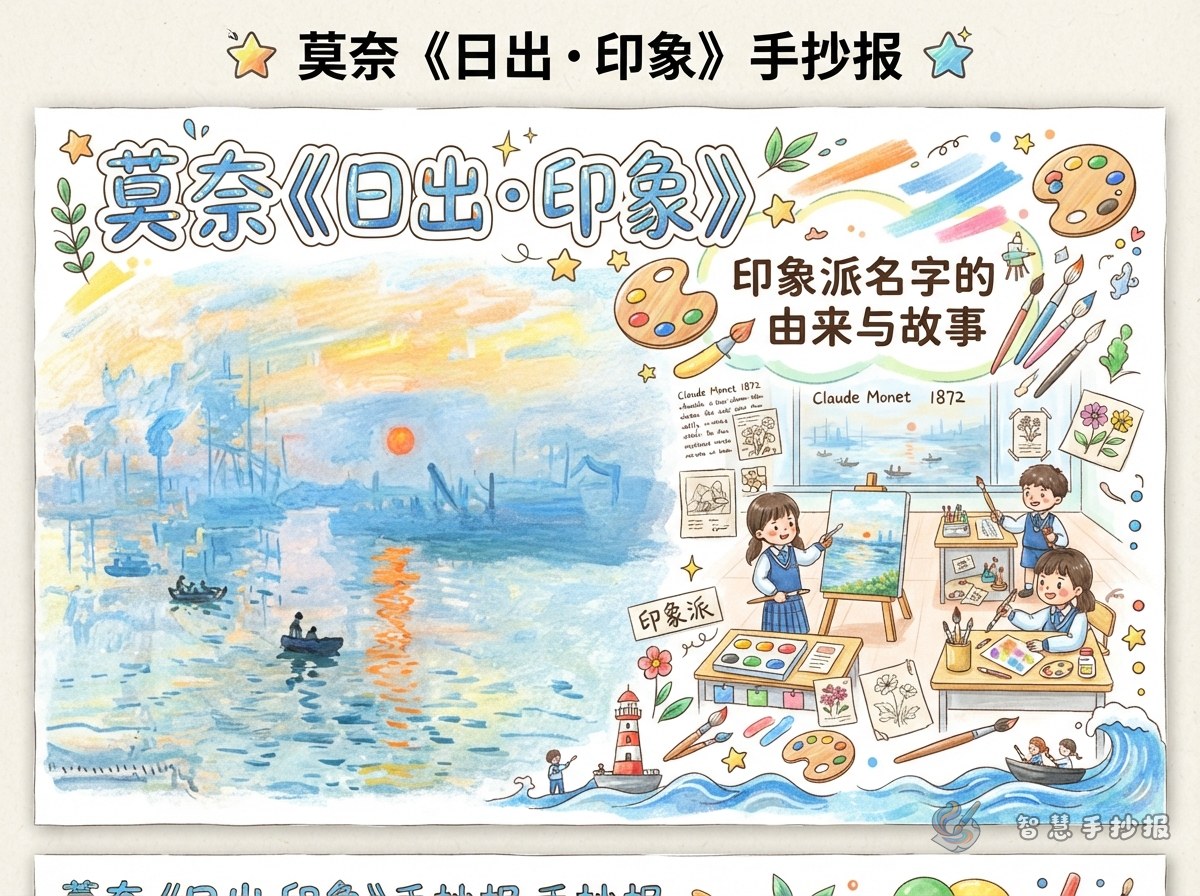 How to Make an "Impression, Sunrise" Handwritten Newspaper: Monet's Story and the Birth of the Word Impressionism - Poster topic cover image