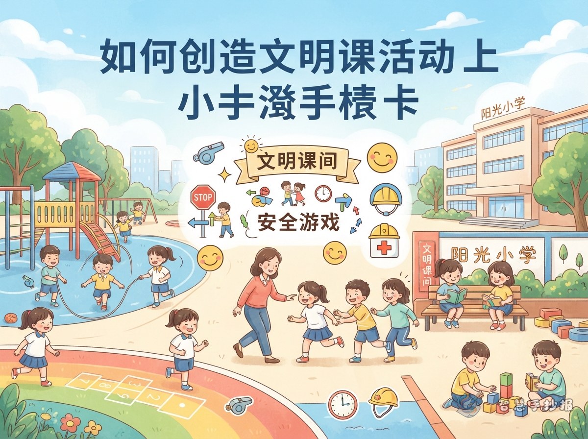 课间文明活动与安全游戏手抄报怎么画 - 智慧手抄报专题封面图