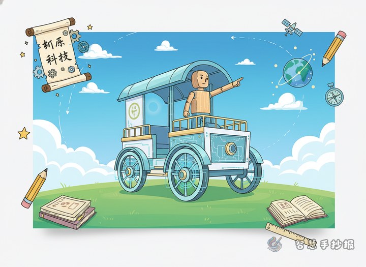 指南车手抄报怎么设计更有科技感？ - 手抄报专题封面