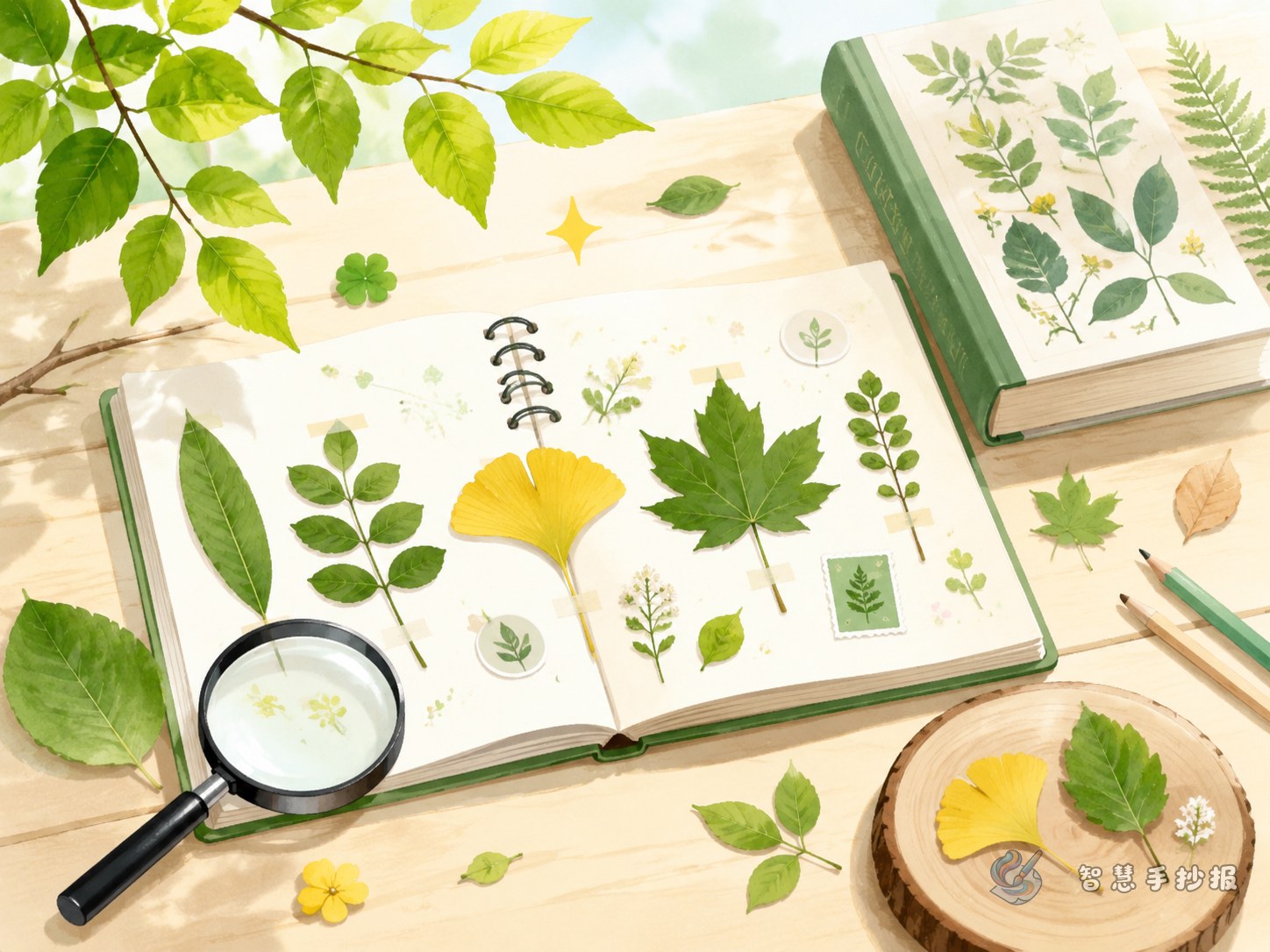 树叶标本手抄报怎么写更像&ldquo;植物分类&rdquo;主题？ - 智慧手抄报专题封面图