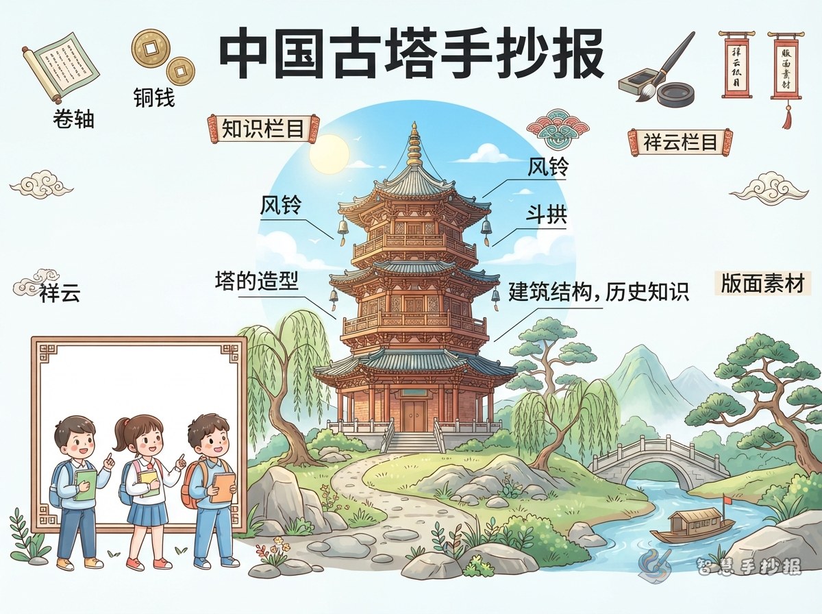 How to Make a Chinese Pagoda Handwritten Newspaper: Shapes, Facts and Layout Ideas - Poster topic cover image