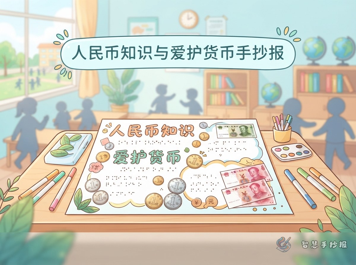 人民币上的文字和盲文标记手抄报怎么写 - 智慧手抄报专题封面图