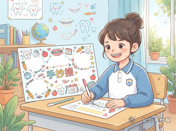孩子戴牙套期间怎么做手抄报？牙齿矫正主题内容与版面建议 - 相关内容封面