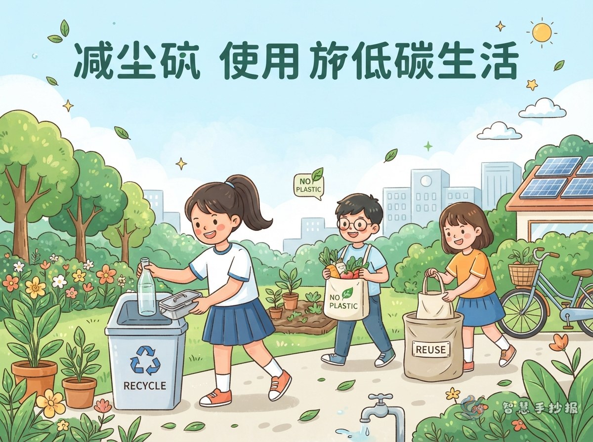 减少塑料使用手抄报可以写哪些低碳生活内容 - 智慧手抄报专题封面图
