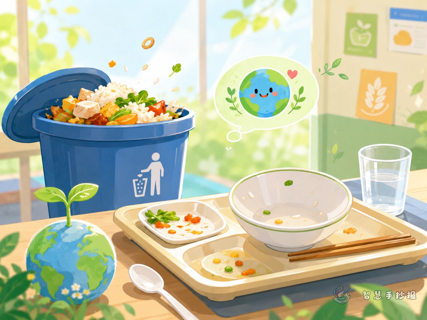 食堂剩饭太多手抄报怎么写才有现实感？ - 智慧手抄报专题封面图