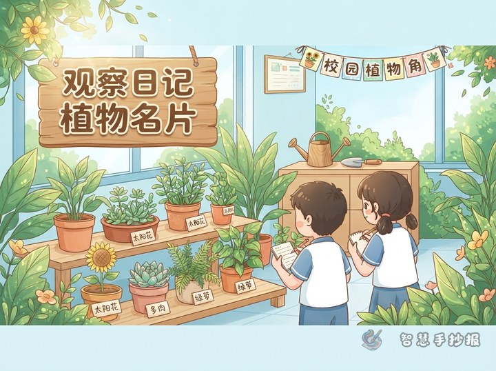 校园植物角观察手抄报里植物名片怎么写才清楚 - 相关内容封面