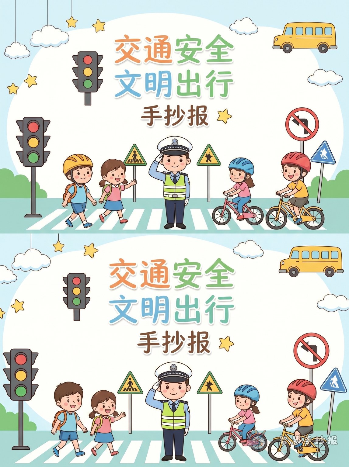 交通安全文明出行手抄报写什么更简单好看？ - 智慧手抄报专题封面图