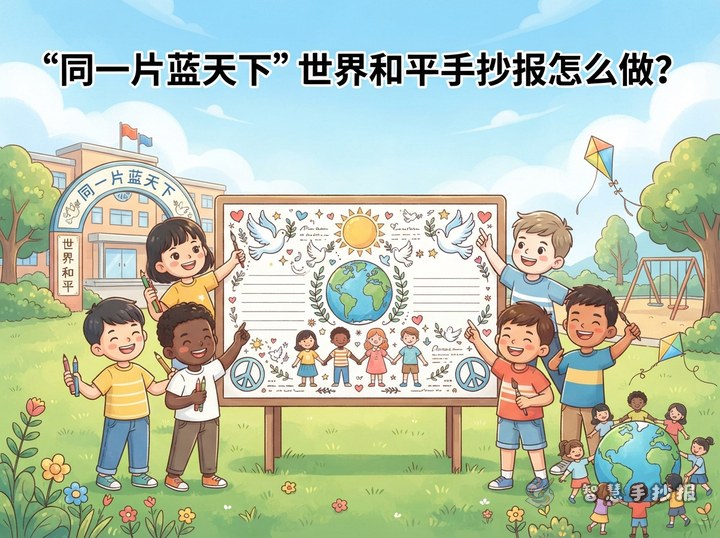&ldquo;同一片蓝天下&rdquo;世界和平手抄报怎么做？ - 相关内容封面