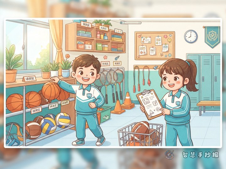 校园体育器材管理员岗位体验手抄报怎么安排栏目 - 智慧手抄报线稿作品