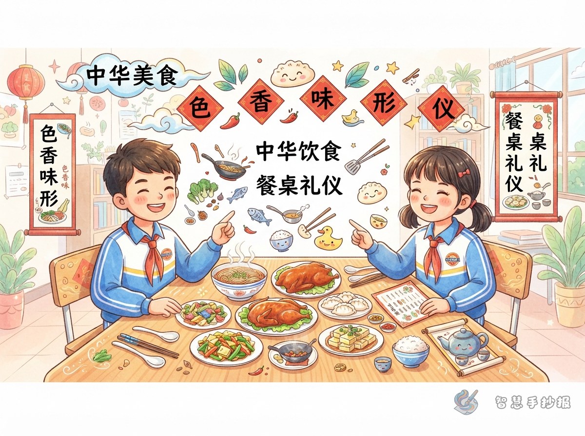 How Can I Make a Handwritten Newspaper About Color, Aroma, Taste, and Form in Chinese Cuisine? - Poster topic cover image