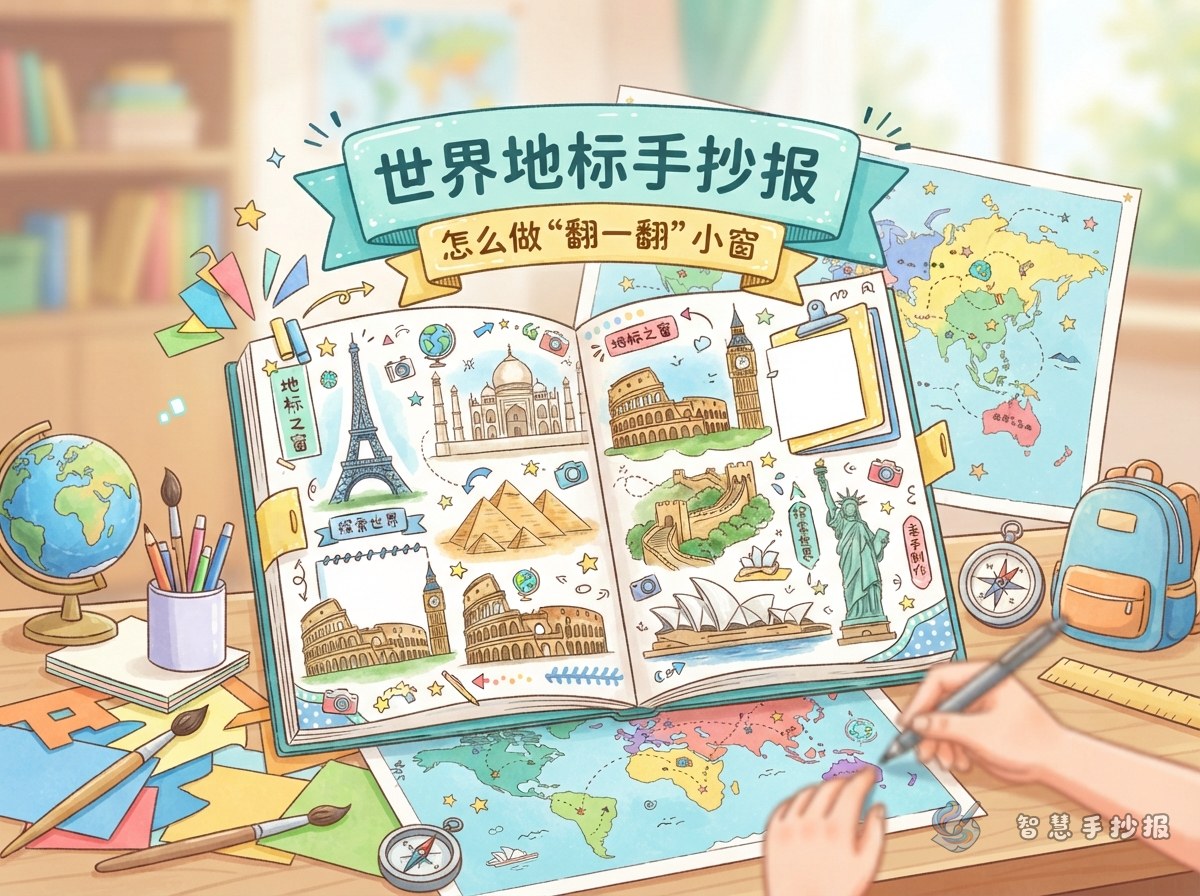 How to Make a Flip-Window World Landmarks Handwritten Poster - Poster topic cover image