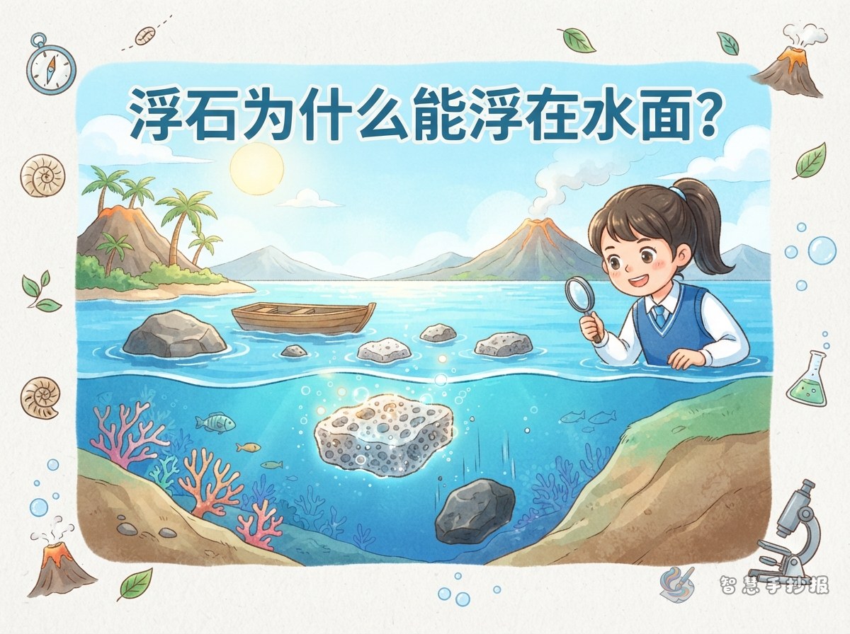 浮石为什么能浮在水面？手抄报内容和画法 - 智慧手抄报专题封面图