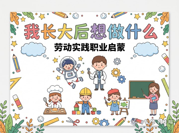 我长大后想做什么手抄报内容怎么设计 - 劳动实践职业启蒙手抄报手抄报封面
