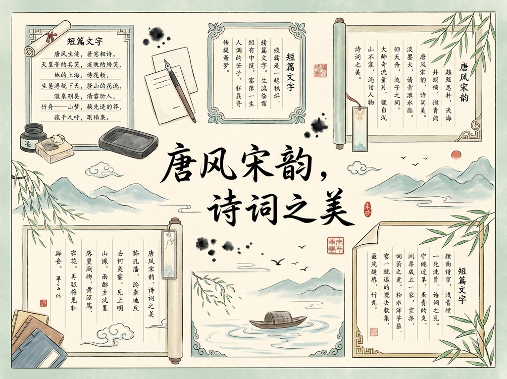 智慧手抄报 AI 生成线稿作品预览 2