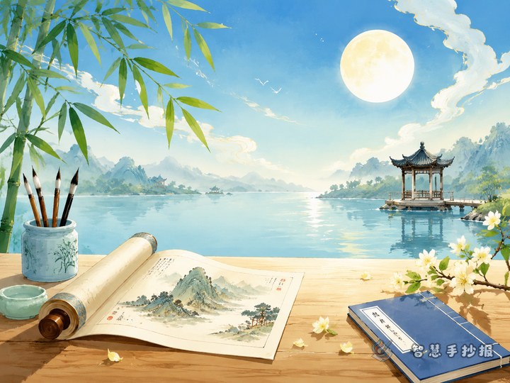 苏轼《水调歌头》手抄报怎么设计更有古典美感 - 宋词元曲古典文学手抄报手抄报封面