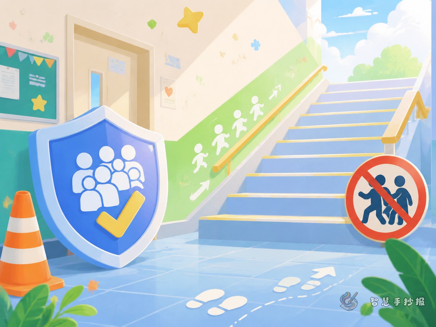 校园防踩踏手抄报怎么设计更实用？ - 智慧手抄报专题封面图