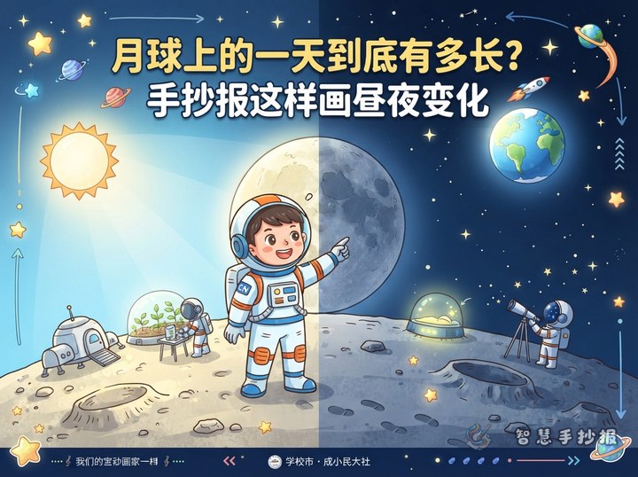 月球上的一天到底有多长？手抄报这样画昼夜变化 - 相关内容封面