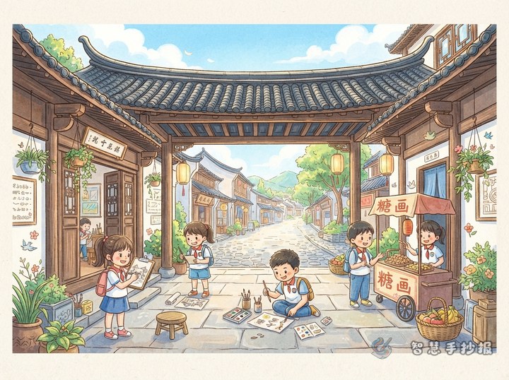 古镇建筑手抄报怎么画出屋檐下的生活感 - 手抄报专题封面