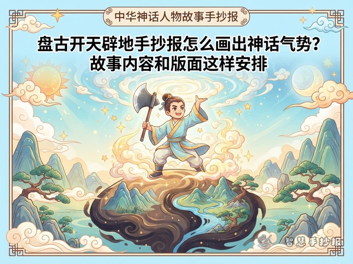 盘古开天辟地手抄报怎么画出神话气势？故事内容和版面这样安排 - 相关内容封面