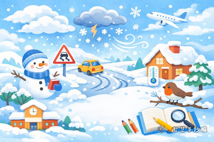 暴雪天气科普手抄报怎么写？内容素材与版面设计建议 - 手抄报专题封面