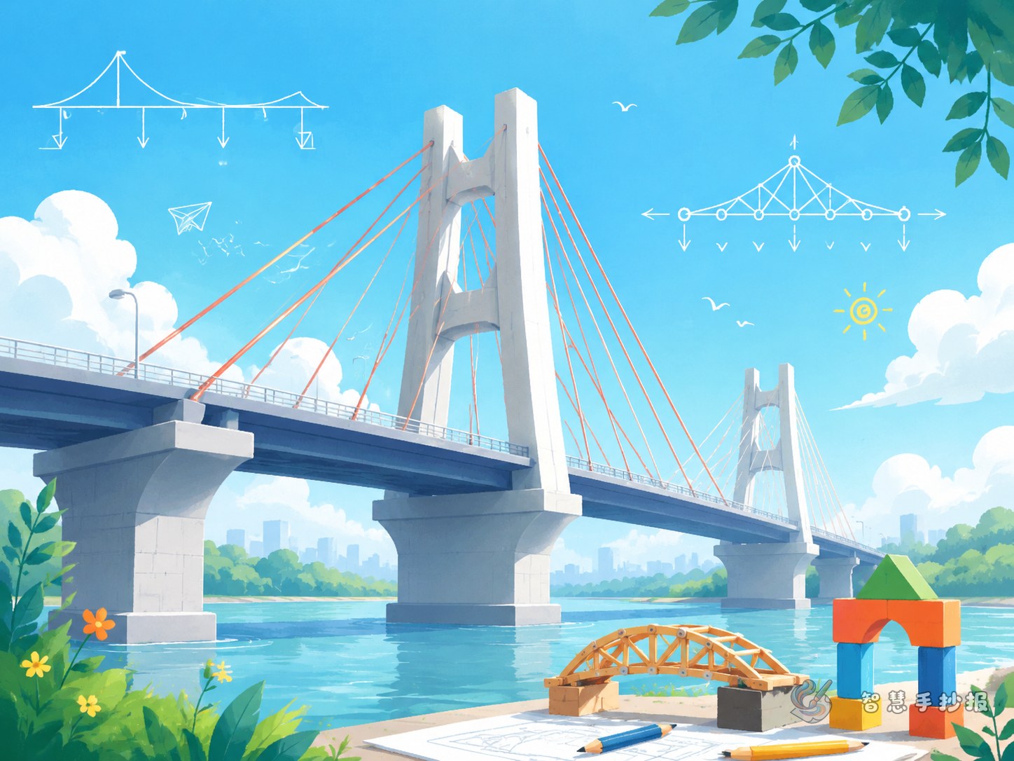 为什么桥不会轻易塌？适合小学生的桥梁受力手抄报思路 - Poster topic cover image