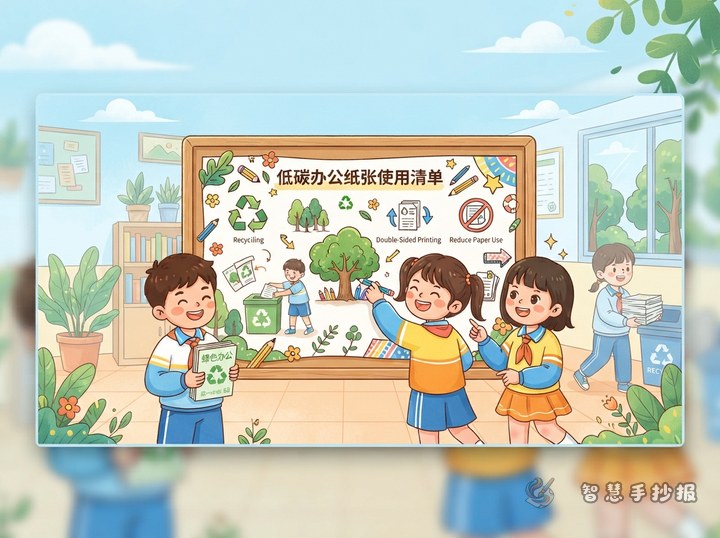 低碳办公纸张使用清单手抄报怎么画 - 相关内容封面