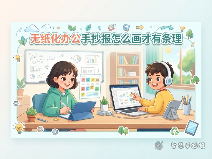 无纸化办公手抄报怎么画才有条理 - 相关内容封面