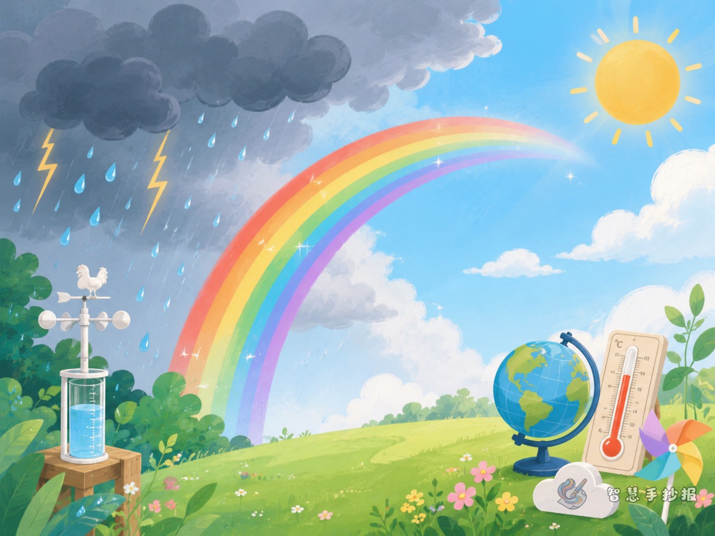 What should I write for a rainbow after rain weather poster? - Poster topic cover image