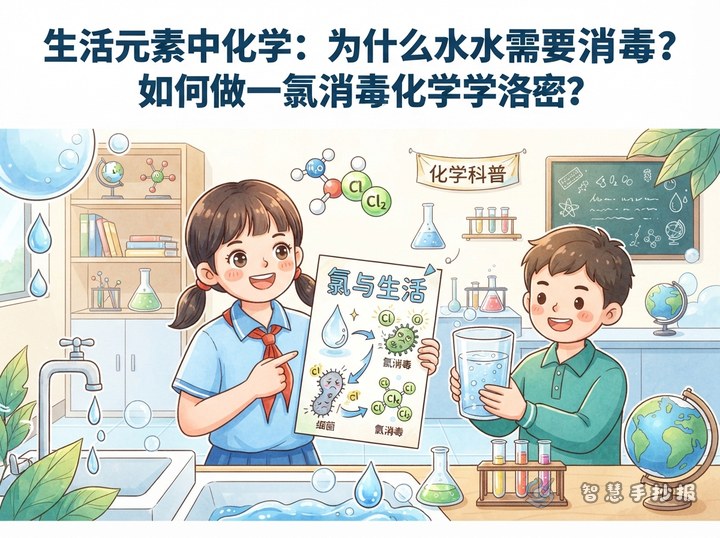 自来水为什么要消毒？氯在生活中的化学手抄报怎么做 - 相关内容封面