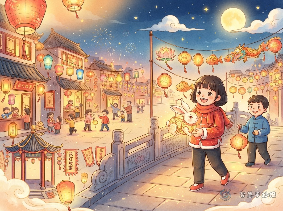 How can I make a Lantern Festival lantern story handwritten newspaper? - Poster topic cover image