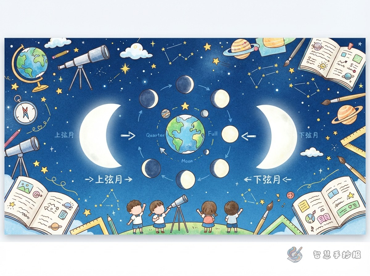 How Do You Tell First Quarter and Last Quarter Moons Apart? Moon Phase Order and Orientation for a Handwritten Poster - Poster topic cover image