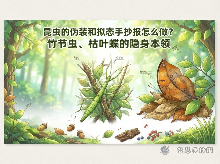How to Make a Handwritten Poster on Insect Camouflage and Mimicry: The Hiding Skills of Stick Insects and Dead Leaf Butterflies - Related topic thumbnail