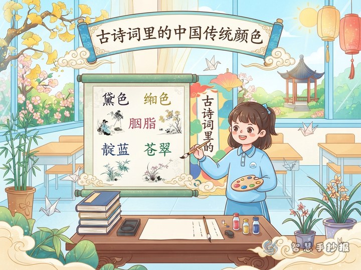 古诗词里的中国传统颜色手抄报怎么配色和排版 - 相关内容封面