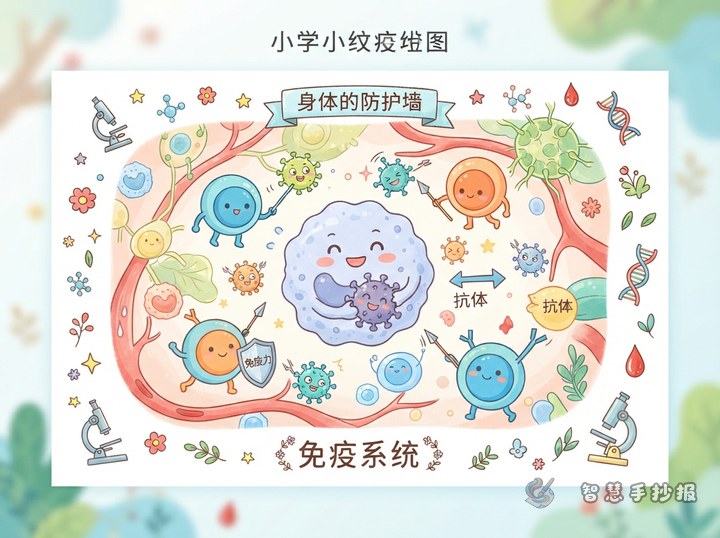 身体的防护墙是什么？免疫系统手抄报怎么画 - 相关内容封面