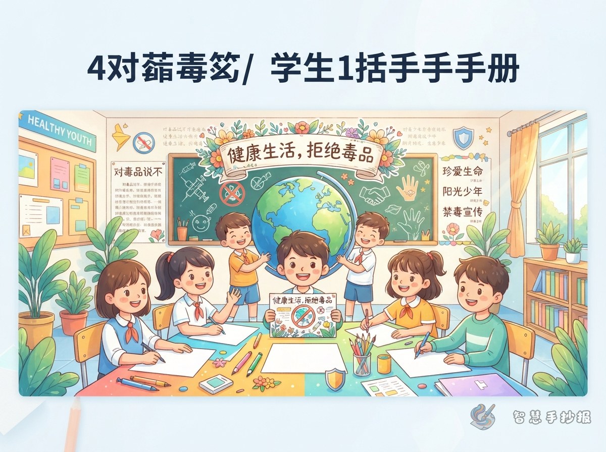 禁毒手抄报的警示标语和短句素材有哪些？ - 智慧手抄报专题封面图