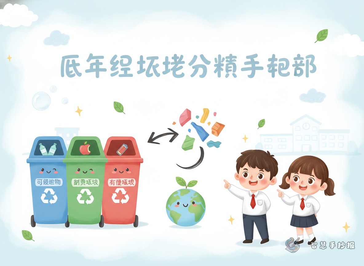 低年级垃圾分类手抄报怎么做才简单又容易拿高分 - 智慧手抄报专题封面图