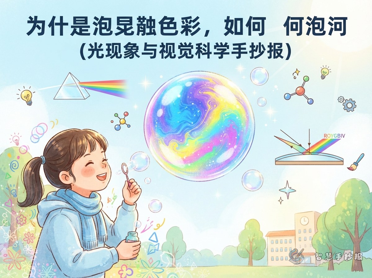 肥皂泡为什么五颜六色手抄报怎么做 - 智慧手抄报专题封面图