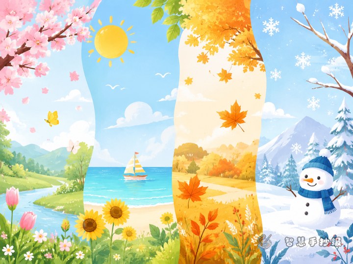 What Should I Write in a Four Seasons Handwritten Newspaper to Make It More Original? - Poster line art preview