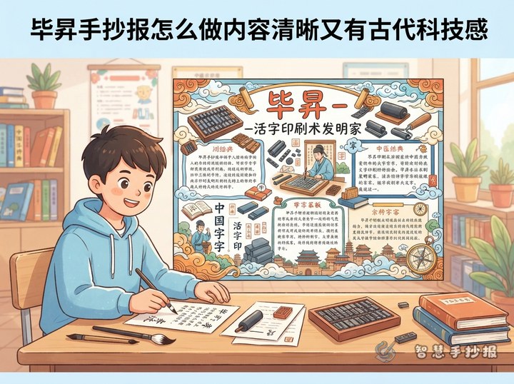 毕昇手抄报怎么做内容清晰又有古代科技感 - 相关内容封面