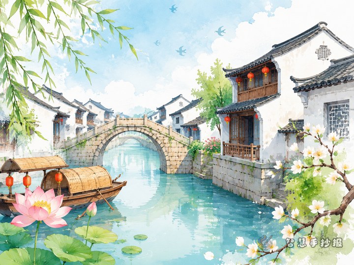 古镇手抄报怎么设计更有江南味 - 手抄报专题封面